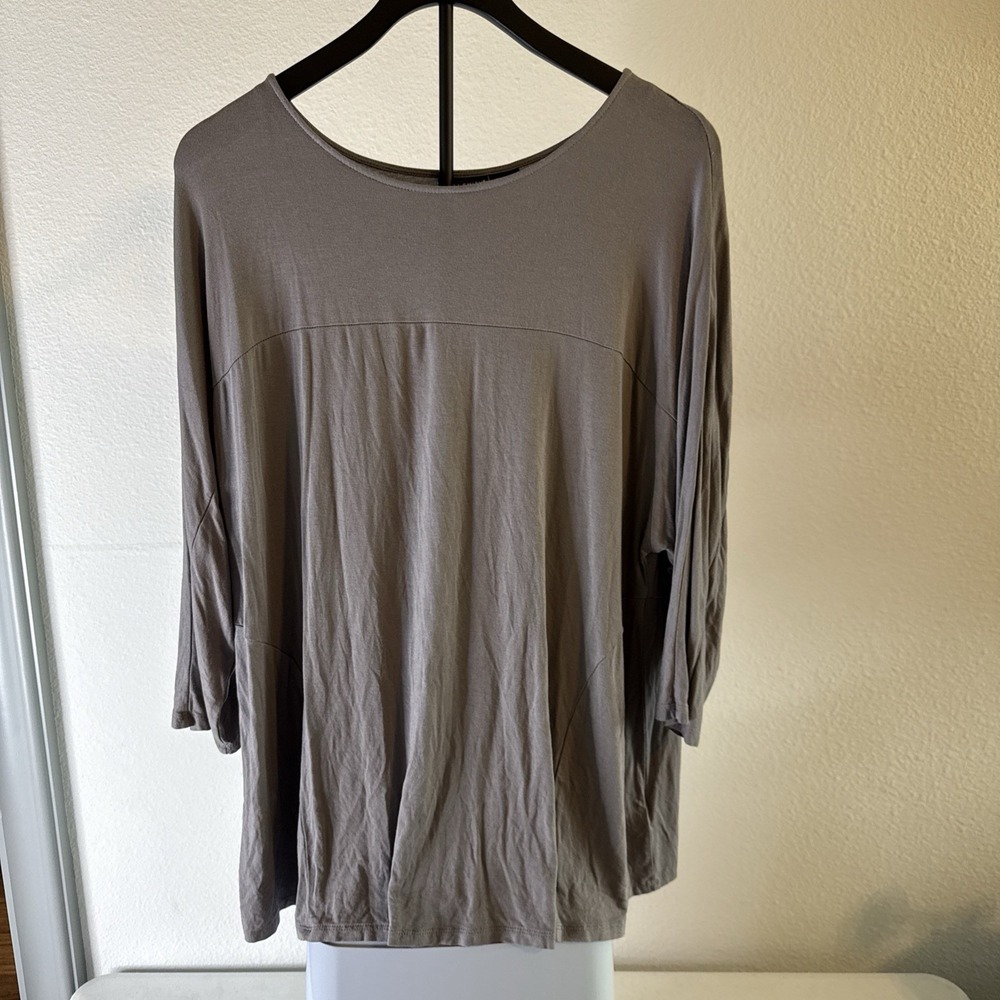 Willi Smith Women's 3/4 Sleeve Round Neck Blouse Gray Size XL